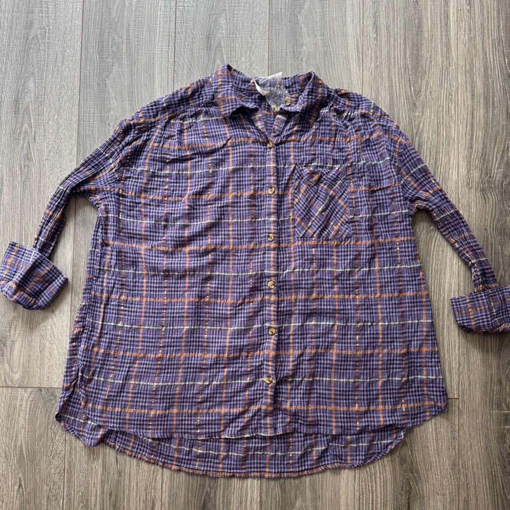 Free People Break My Stride Plaid Top View 2